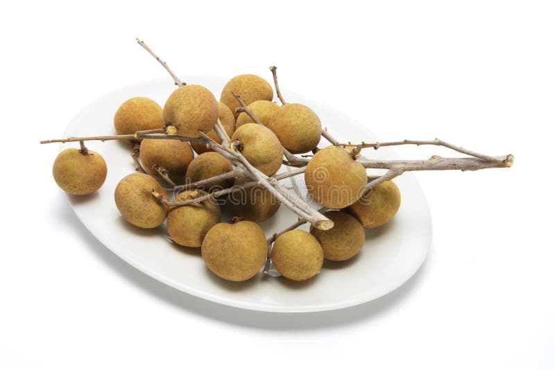 Plaat van Verse Longans royalty-vrije stock afbeelding