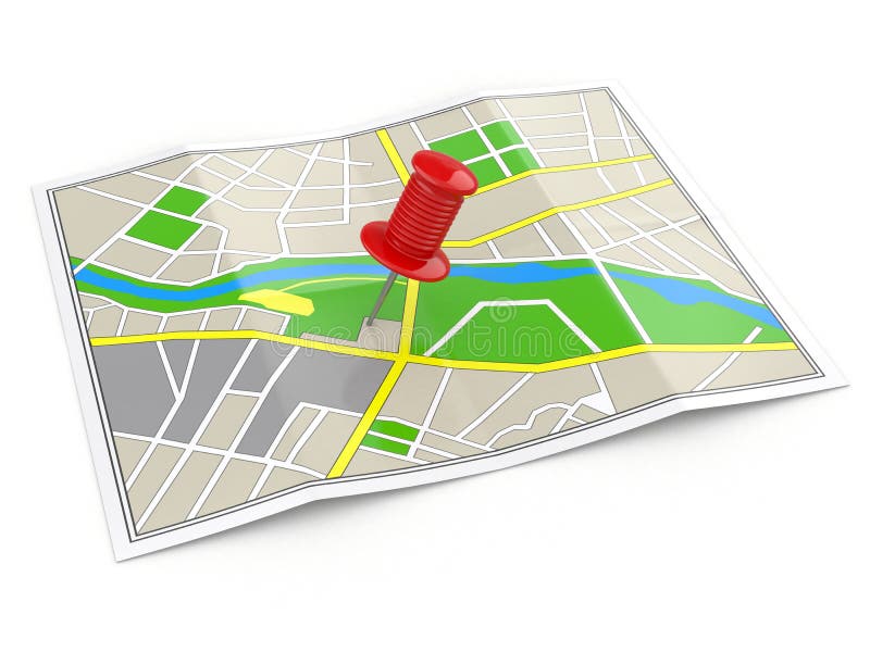 Plaats. Kaart en punaise. GPS concept. royalty-vrije illustratie Plaats. Kaart en punaise. GPS concept. royalty-vrije illustratie