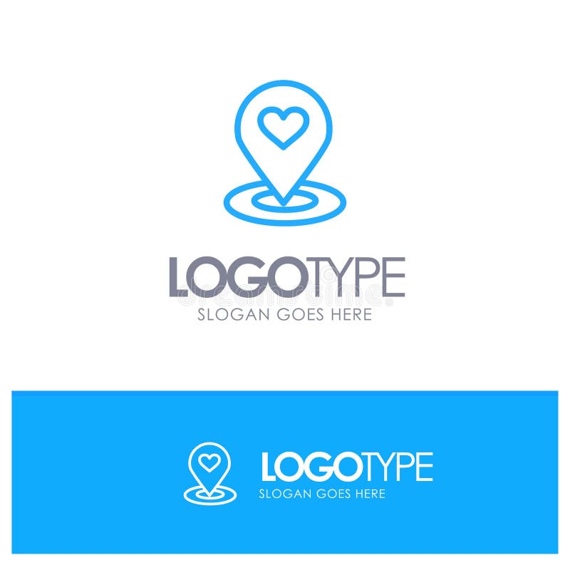 Plaats, Kaart, Plaatsvinder, Speld, Hart Blauw Overzicht Logo Place voor Tagline vector illustratie Plaats, Kaart, Plaatsvinder, Speld, Hart Blauw Overzicht Logo Place voor Tagline vector illustratie