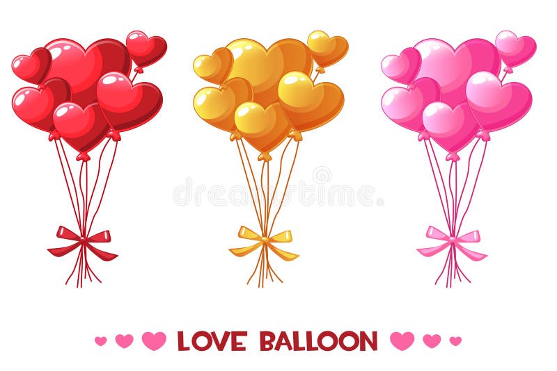 Plaatsen de beeldverhaal gekleurde hartballons, Gelukkige Valentijnskaartendag vector illustratie Plaatsen de beeldverhaal gekleurde hartballons, Gelukkige Valentijnskaartendag vector illustratie