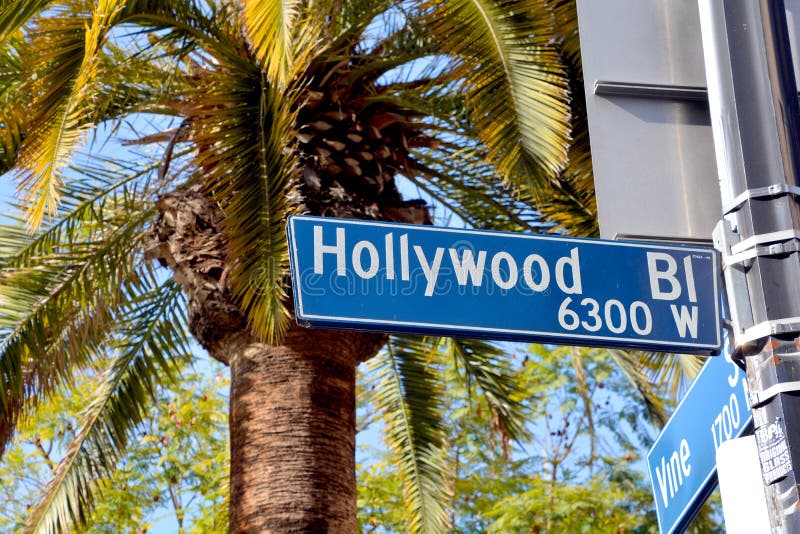 Placa de calle de Hollywood Boulevard fotografía de archivo Placa de calle de Hollywood Boulevard fotografía de archivo