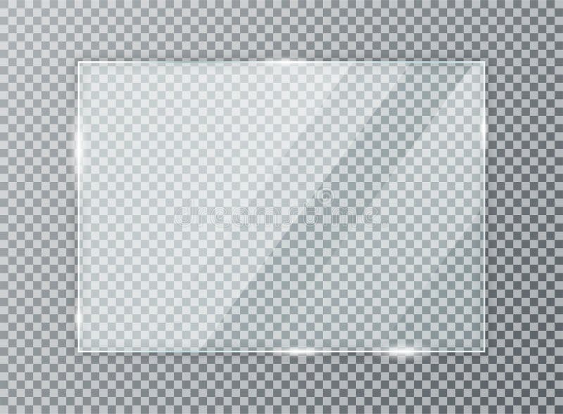 Placa de cristal en fondo transparente Textura de acrílico y de cristal con resplandores y luz