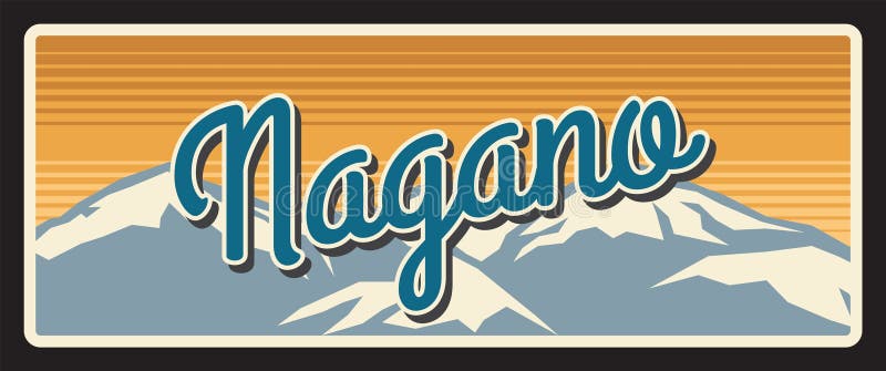 Placa de viaje retro de la prefectura de nagano japón stock de ilustración