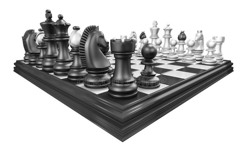Ilustração 3d de um tabuleiro de xadrez