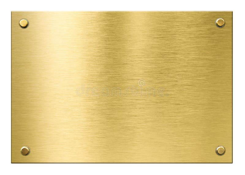 Placa del oro o de metal del latón con los remaches aislados foto de archivo libre de regalías Placa del oro o de metal del latón con los remaches aislados foto de archivo libre de regalías