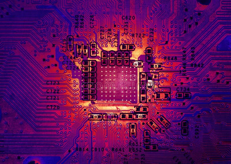 Motherboard's electronic circuit on closeup. Motherboard's electronic circuit on closeup