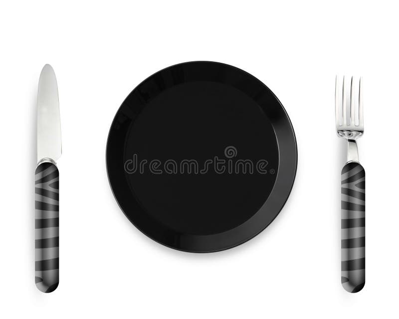 Placa vacía con el cuchillo y la fork imagen de archivo Placa vacía con el cuchillo y la fork imagen de archivo