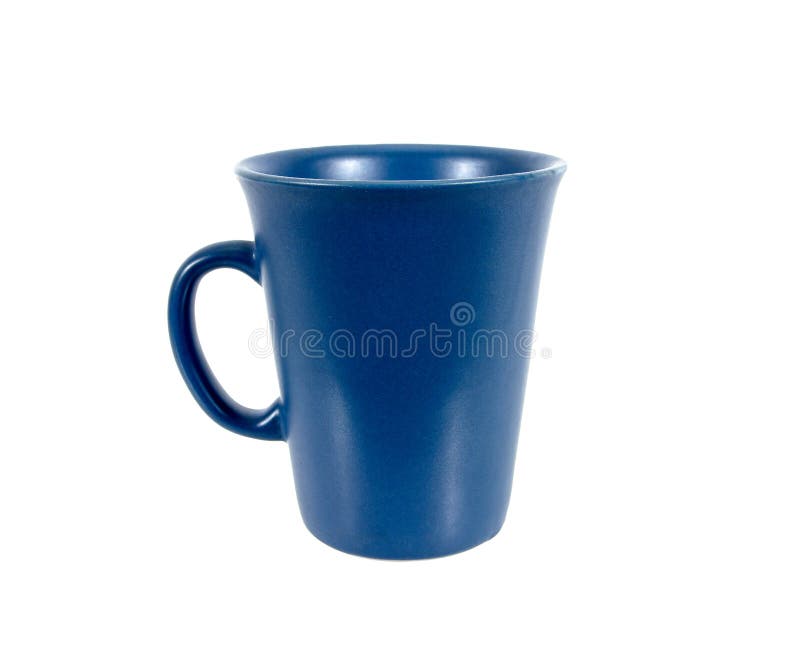 Placa vazia da caneca quadrada azul para o café ou o chá isolado no fundo branco imagem de stock Placa vazia da caneca quadrada azul para o café ou o chá isolado no fundo branco imagem de stock