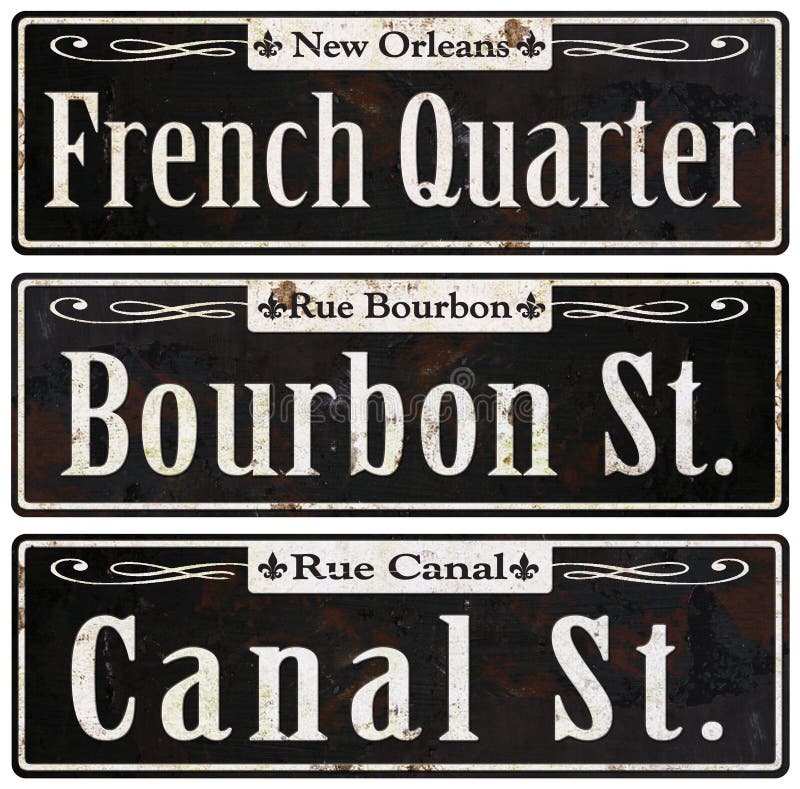 Placas de calle rústicas del vintage de New Orleans retras