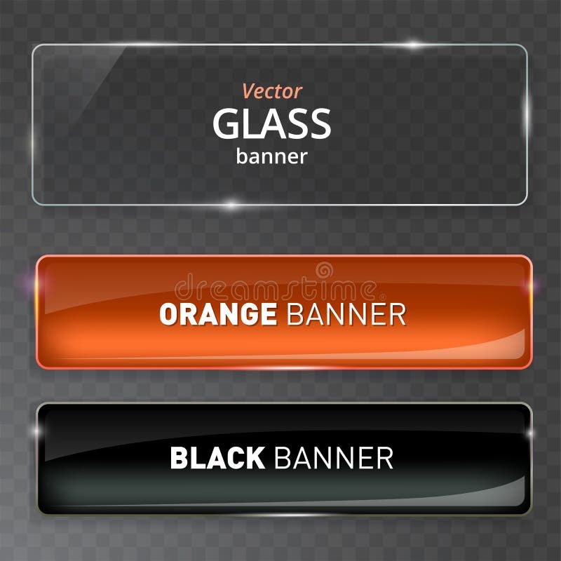 Placas de cristal fijadas Banderas de cristal del vector en fondo transparente stock de ilustración Placas de cristal fijadas Banderas de cristal del vector en fondo transparente stock de ilustración
