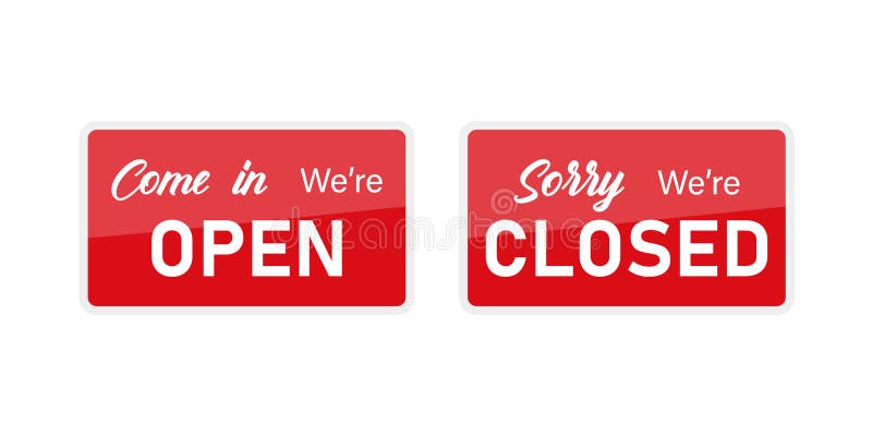 Placas de sinalização isoladas vermelhas abertas e fechadas - Ilustração de placas suspensas em cor vermelha isoladas em fundo br ilustração royalty free Placas de sinalização isoladas vermelhas abertas e fechadas - Ilustração de placas suspensas em cor vermelha isoladas em fundo br ilustração royalty free