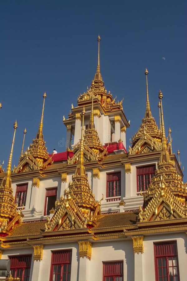 The place named Loha Prasat in Wat Ratchanatdaram in Bangkok Thailand which means iron castle or monastery. That the center tower contained large black iron royalty free stock photos The place named Loha Prasat in Wat Ratchanatdaram in Bangkok Thailand which means iron castle or monastery. That the center tower contained large black iron royalty free stock photos