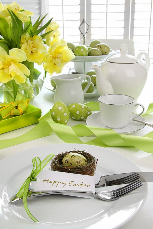 Place setting with card for easter brunch