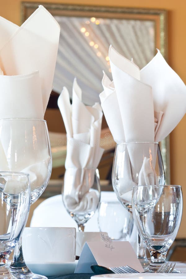 Place Setting With Wine Glasses And Place Card Stock Image Image of