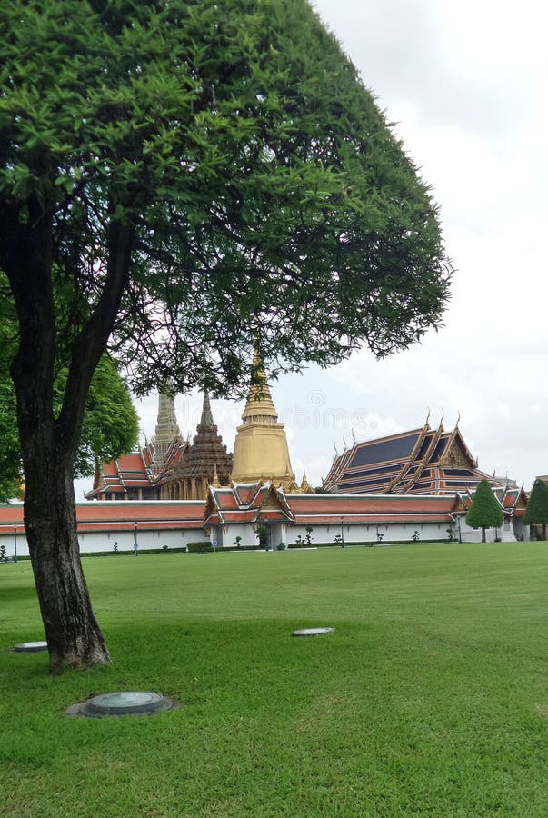 Place verte de pelouse dans le palais grand, Bangkok, Thaïlande photo libre de droits Place verte de pelouse dans le palais grand, Bangkok, Thaïlande photo libre de droits