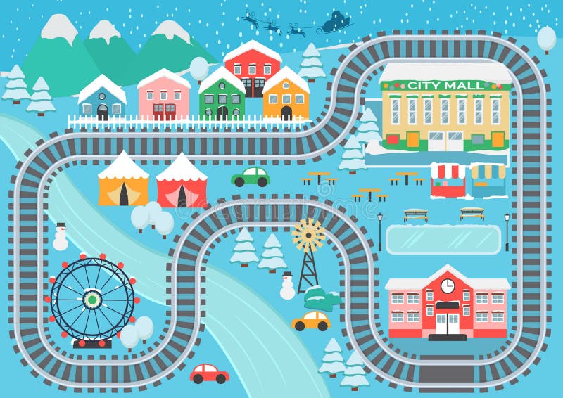 Placemat игры следа поезда иллюстрация штока Placemat игры следа поезда иллюстрация штока