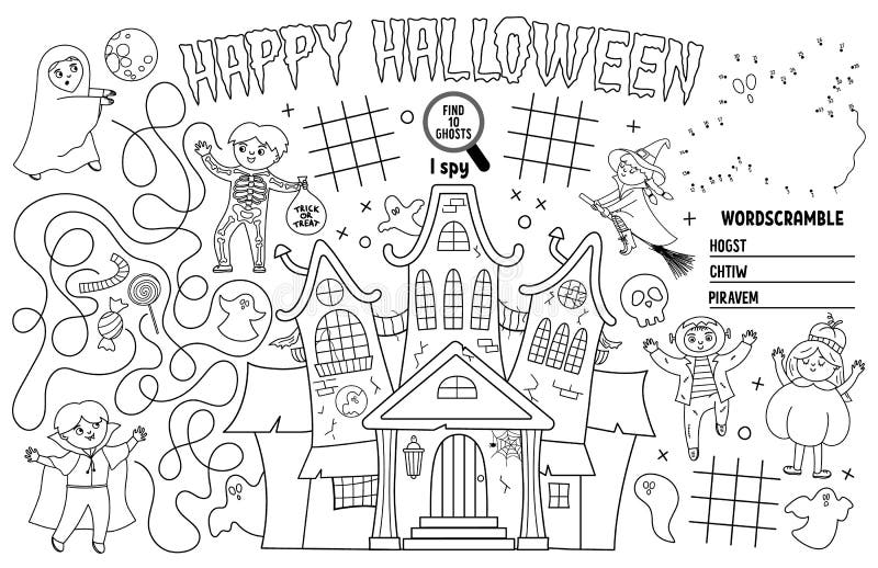 Labirinto De Halloween Para Crianças. Atividade Educacional Imprimível Para  a Pré-escola No Outono. Dia Engraçado Do Jogo Morto Ou Ilustração do Vetor  - Ilustração de elementar, osso: 195011520