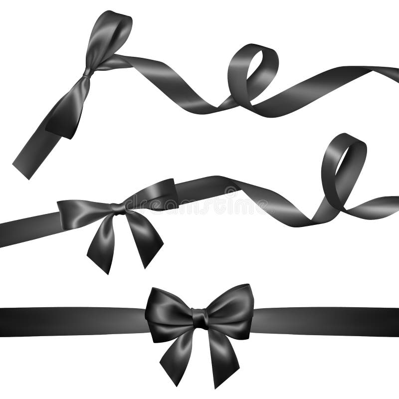 Placez de l'arc noir réaliste avec le ruban noir Élément pour des cadeaux de décoration, salutations, vacances, conception de jou illustration libre de droits Placez de l'arc noir réaliste avec le ruban noir Élément pour des cadeaux de décoration, salutations, vacances, conception de jou illustration libre de droits