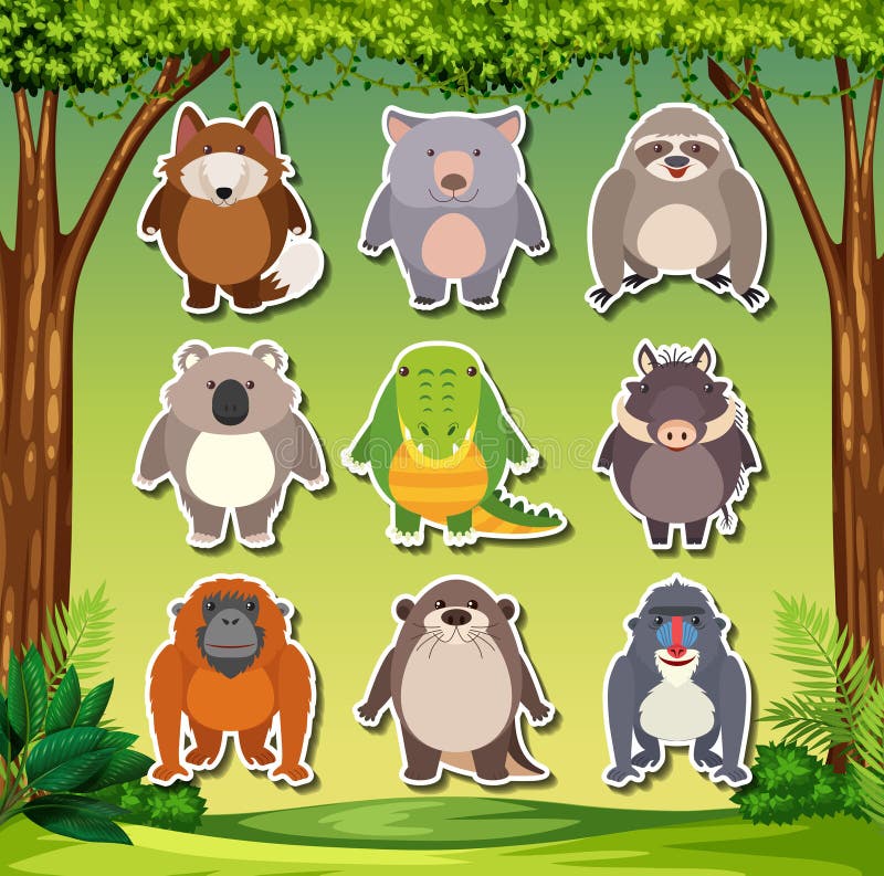 Placez de l'autocollant animal illustration libre de droits Placez de l'autocollant animal illustration libre de droits