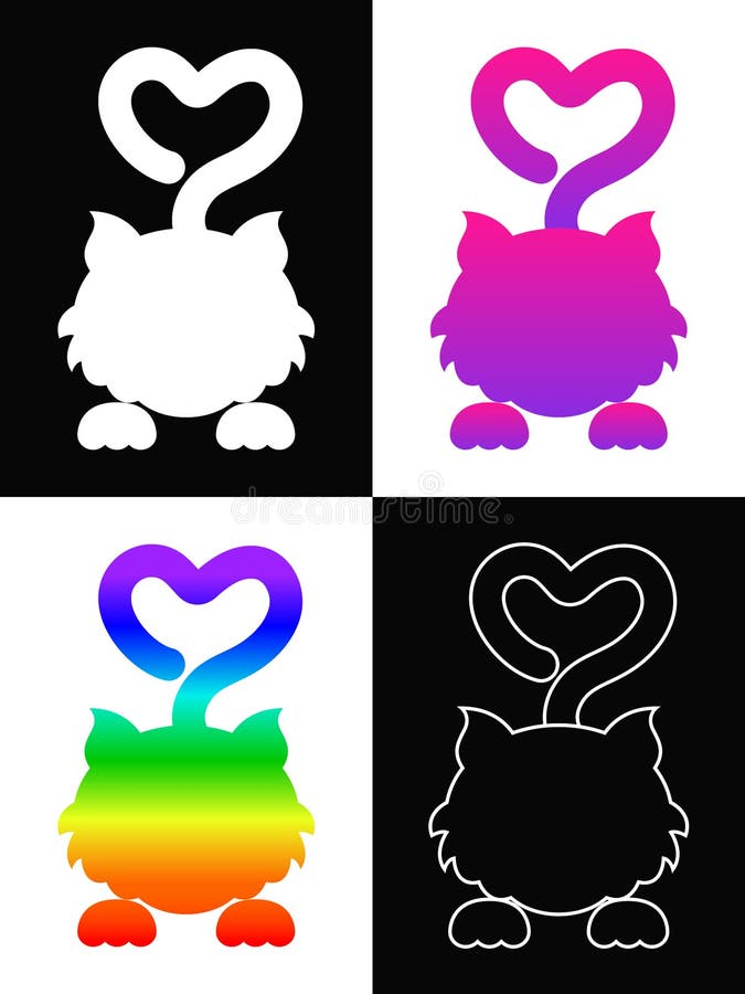 Placez de quatre silhouettes de chat avec la queue en forme de coeur Illustration de vecteur illustration de vecteur Placez de quatre silhouettes de chat avec la queue en forme de coeur Illustration de vecteur illustration de vecteur