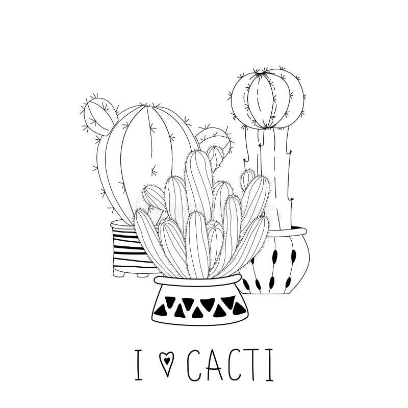 Placez des cactus tirés par la main mignons sur le lettrage blanc de fond et de main illustration de vecteur Placez des cactus tirés par la main mignons sur le lettrage blanc de fond et de main illustration de vecteur