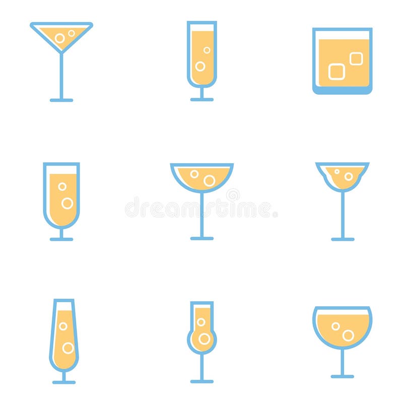 Placez des cocktails et des boissons simples d'alcool illustration de vecteur Placez des cocktails et des boissons simples d'alcool illustration de vecteur