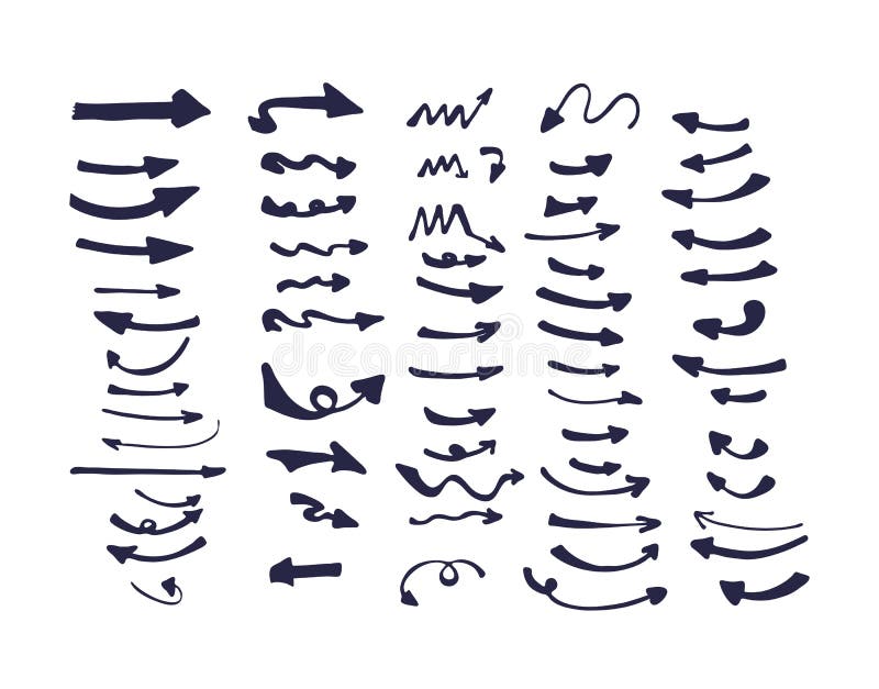 Placez des flèches tirées par la main de vecteur d'isolement sur le fond blanc illustration libre de droits Placez des flèches tirées par la main de vecteur d'isolement sur le fond blanc illustration libre de droits