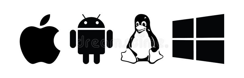 Placez des logos supérieurs de système d'exploitation de marque, imprimé sur le papier Apple, Windows, Android, Linux illustration stock Placez des logos supérieurs de système d'exploitation de marque, imprimé sur le papier Apple, Windows, Android, Linux illustration stock