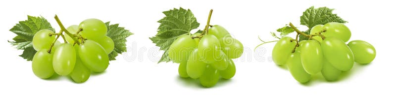 Placez des raisins verts d'isolement sur le fond blanc avec le chemin de coupure photo libre de droits Placez des raisins verts d'isolement sur le fond blanc avec le chemin de coupure photo libre de droits