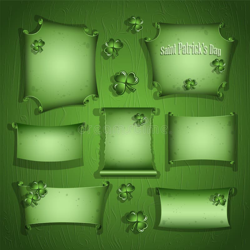 Placez des rouleaux pour des cartes de voeux de jour de St Patricks illustration libre de droits Placez des rouleaux pour des cartes de voeux de jour de St Patricks illustration libre de droits