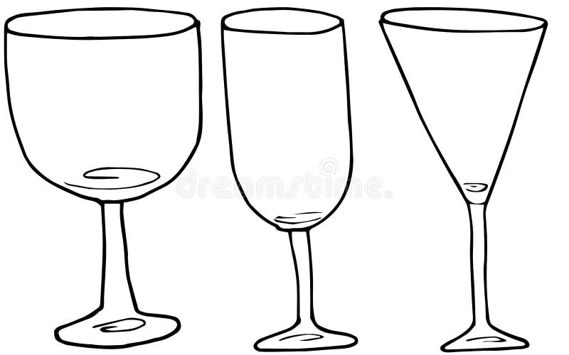 Placez des verres de dessin d'alcool de main pour le vin et des cocktails Illustration de griffonnage de vecteur illustration stock Placez des verres de dessin d'alcool de main pour le vin et des cocktails Illustration de griffonnage de vecteur illustration stock