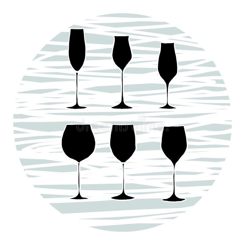Placez des verres de vin, vecteur illustration stock Placez des verres de vin, vecteur illustration stock