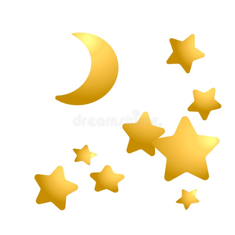 placez des étoiles et de la lune d'or illustration stock placez des étoiles et de la lune d'or illustration stock