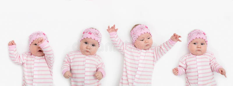 Placez du portrait de 3 mois adorables de bébé avec le bandeau de port d'expression drôle photographie stock Placez du portrait de 3 mois adorables de bébé avec le bandeau de port d'expression drôle photographie stock