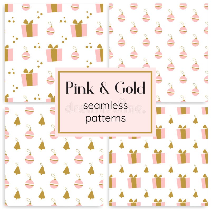 Placez du rose et des modèles sans couture de vecteur d'or illustration stock Placez du rose et des modèles sans couture de vecteur d'or illustration stock