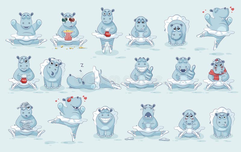 Placez l'hippopotame de ballerine de bande dessinée de caractère d'Emoji de vecteur illustration libre de droits Placez l'hippopotame de ballerine de bande dessinée de caractère d'Emoji de vecteur illustration libre de droits