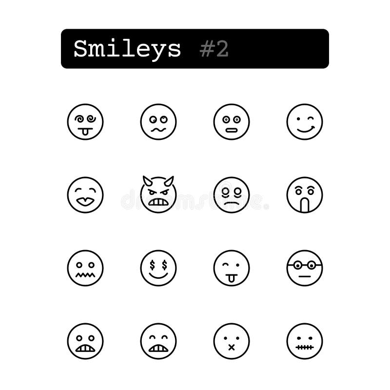 Placez la ligne icônes Vecteur smiley illustration stock Placez la ligne icônes Vecteur smiley illustration stock