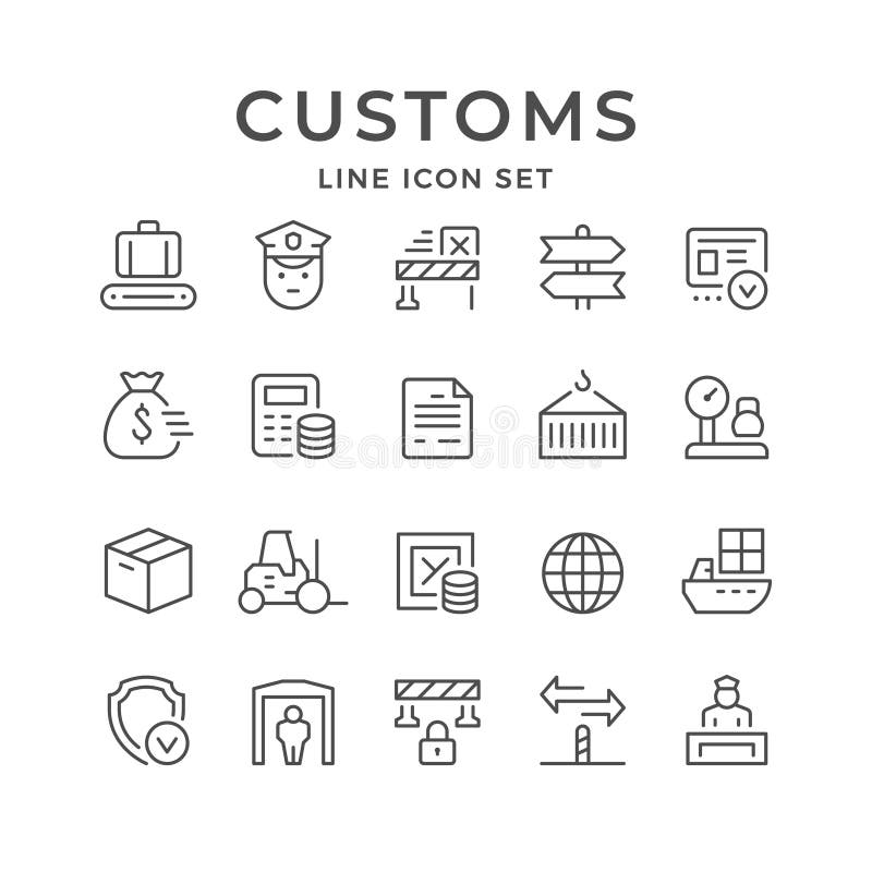 Placez la ligne icônes des coutumes illustration stock Placez la ligne icônes des coutumes illustration stock