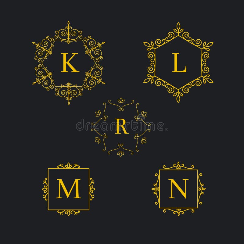 Placez le monogramme géométrique de vecteur de vintage de hippie minimal d'or monochrome linéaire classique de luxe d'art déco, c illustration stock Placez le monogramme géométrique de vecteur de vintage de hippie minimal d'or monochrome linéaire classique de luxe d'art déco, c illustration stock