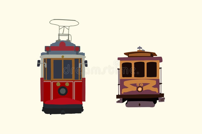 Tramway, Transport électrique Urbain. Véhicule Jouet De Dessin