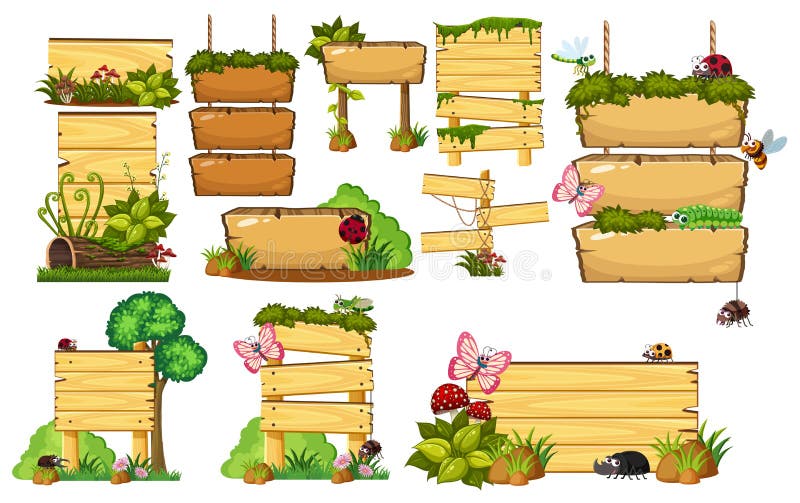 placez les signes en bois illustration de vecteur placez les signes en bois illustration de vecteur