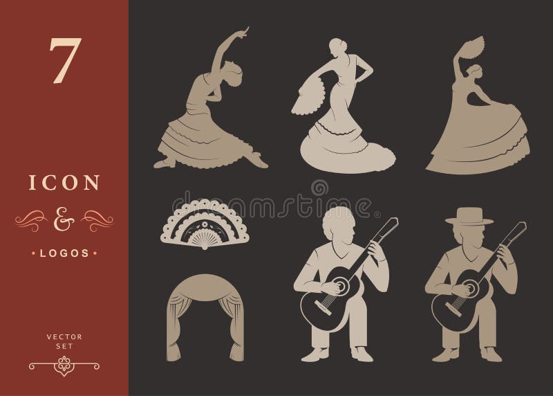 Placez les silhouettes et signez le flamenco illustration de vecteur Placez les silhouettes et signez le flamenco illustration de vecteur
