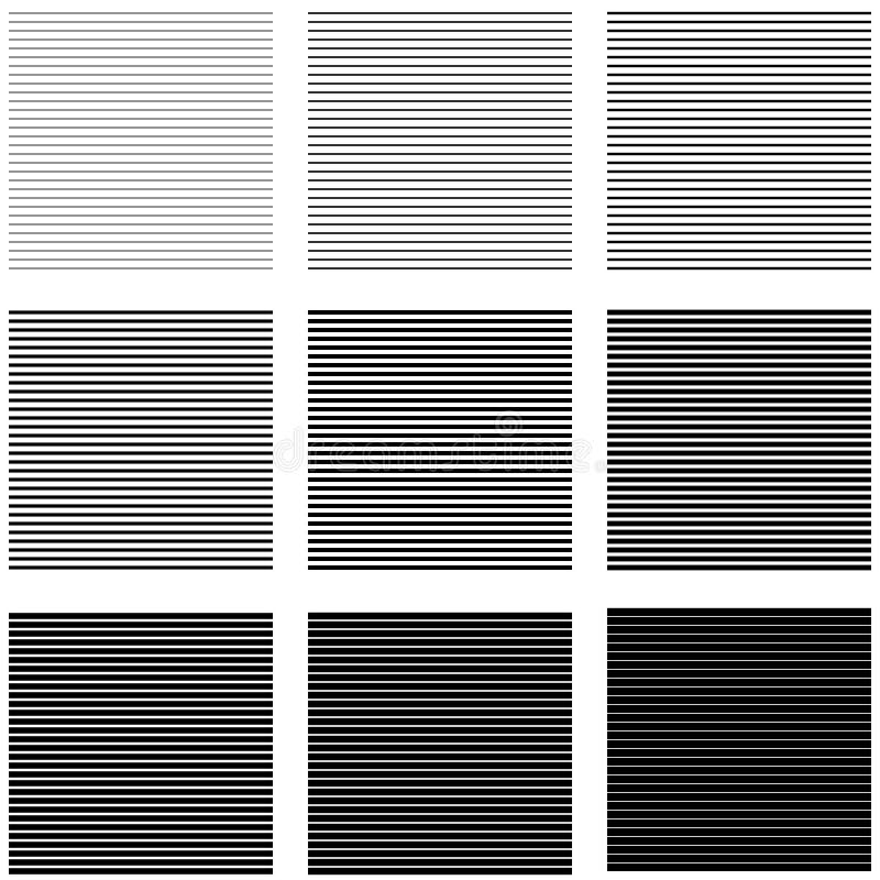 Placez les traits horizontaux et les rayures de milieux avec l'épaisseur et l'intensité différentes illustration de vecteur Placez les traits horizontaux et les rayures de milieux avec l'épaisseur et l'intensité différentes illustration de vecteur