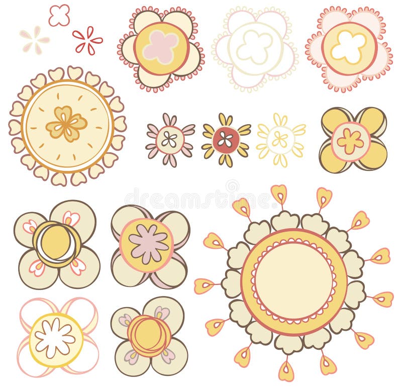 Placez les éléments des fleurs abstraites illustration libre de droits Placez les éléments des fleurs abstraites illustration libre de droits