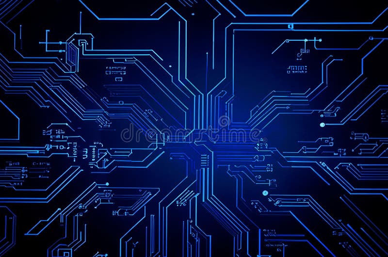 Placă de circuit electronic albastru abstract cu linii avansate de tehnologie Web royalty free illustration