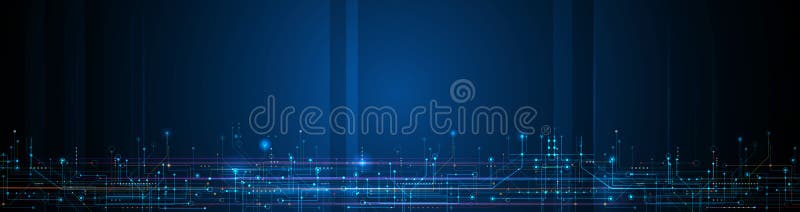 Placă de circuite de proiectare pentru banderole vectoriale. ilustrarea contextului tehnologic futurist modern abstract. stock illustration