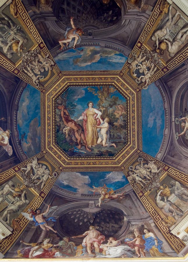 Plafond in zaal. De musea van Vatikaan royalty-vrije stock foto's Plafond in zaal. De musea van Vatikaan royalty-vrije stock foto's