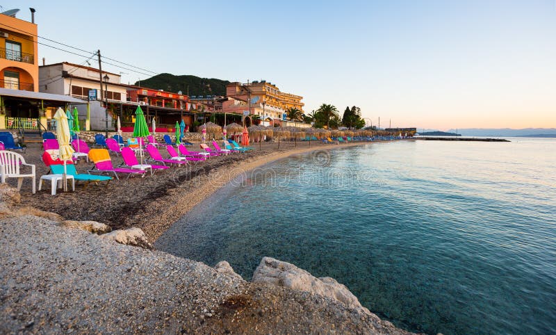 Plage de Benitses photo stock Plage de Benitses photo stock