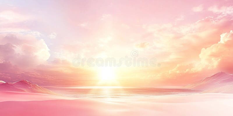 Plage de coucher de soleil rose mer soleil lever de soleil illustration de vecteur