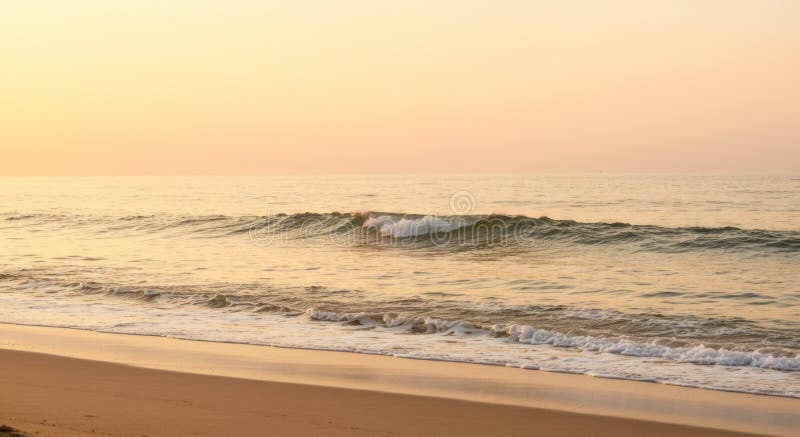 Plage Sunrise paisible avec Vagues Océaniques Calme illustration stock